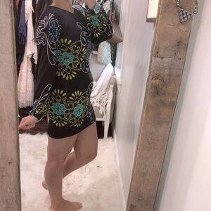 analili size medium black floral bodycon dress
